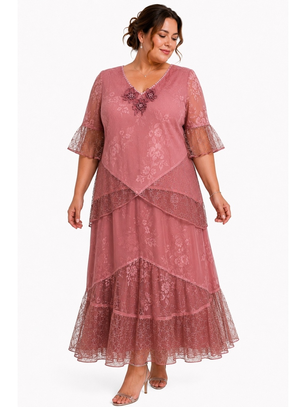 AS-HRO Vintage Burnout Floral 2 Piece Skirt Set Embroidered Mesh Y2K Romantic L